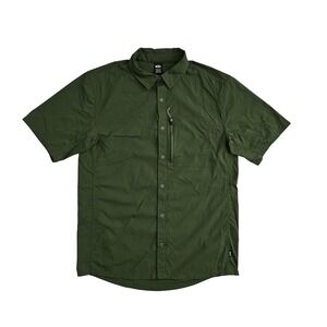 REI Co-op Mens‎ Medium Tall Trailmade Green Short Sleeve Button Up Outdoor Shirt